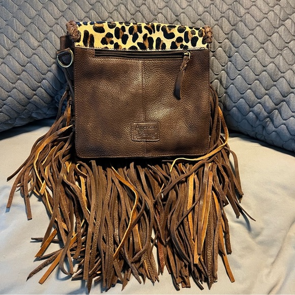 The Dolly Genuine leather fringe leopard crossbody - Picture 4 of 6